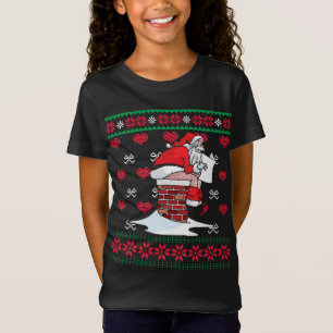 Santa Pooping Down Chimney Ugly Xmas Sweater Chris T-shirt