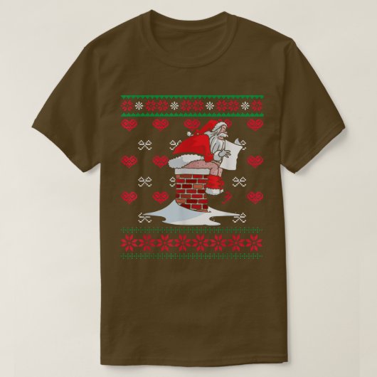 Santa Pooping Down Chimney Ugly Xmas Sweater Chris T-shirt (Design voorkant)