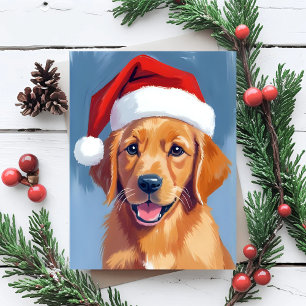 Santa Poot   Goud Retriever Puppy Kerstmis Feestdagenkaart