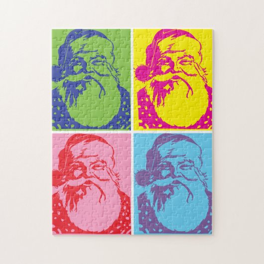Santa Pop art Merry Kerstmis Legpuzzel (Verticaal)