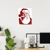 Santa Pop art Merry Kerstred Poster (Thuiskantoor)