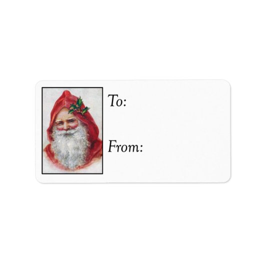 Santa Portret Gift Label (Voorkant)