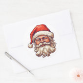 Santa portrettekening. ronde sticker (Envelop)