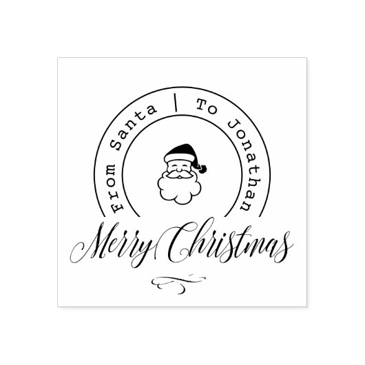 Santa Postmark Aangepaste naam Script Rubber Stamp Rubberstempel (Afrduk)