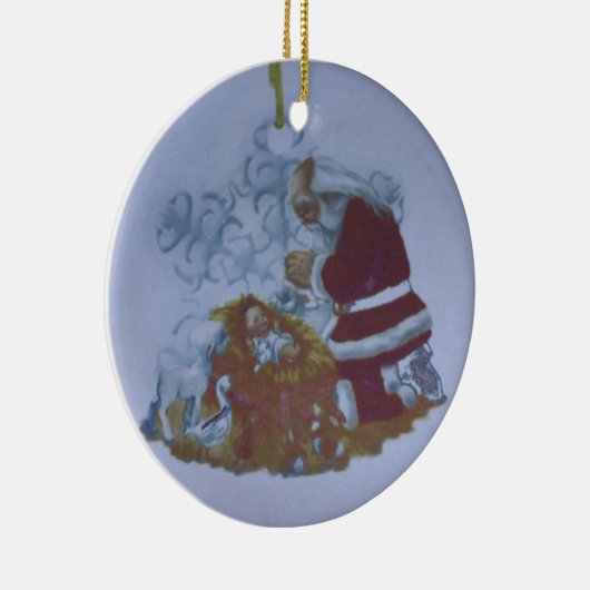 Santa Pray Over Baby Jesus Ornament (Rechts)