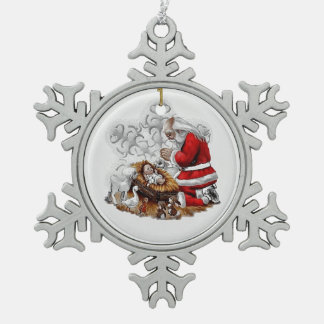Santa Prayer over Baby Jesus Tin Sneeuwvlok Ornament
