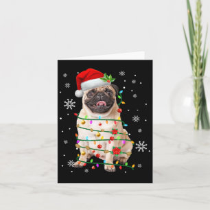 Santa Pug Kerstverlichting Xmas Hondenliefhebber M Kaart
