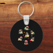 Santa Pug Light Gorgeous Reindeer Pajama Christmas Sleutelhanger (Voorkant)