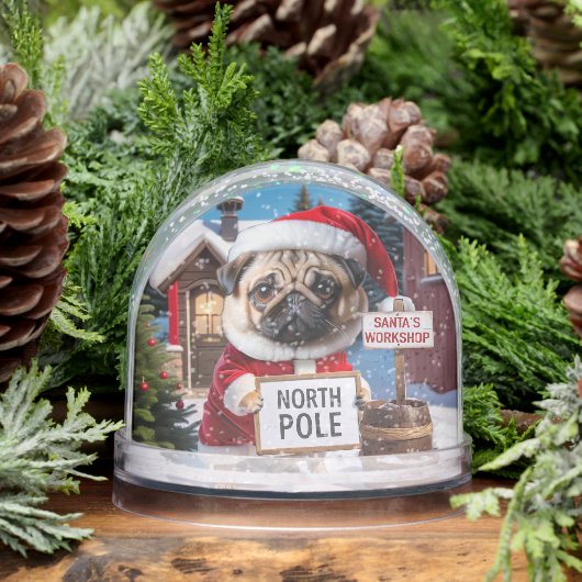 Santa Pug op de Noordpool voor uw hond foto's Sneeuwbol (Winter)