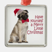 Santa Pug-Ornament Metalen Ornament (Voorkant)