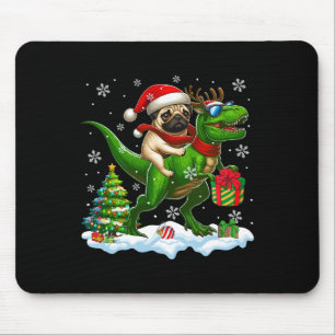 Santa Pug Riding Reindeer T-rex Christmas Kinder T Muismat