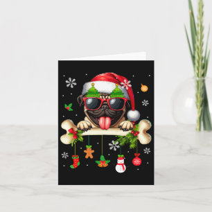 Santa Pug Sungles Schattige Bone Xmas Eigenaar Kin Kaart