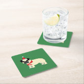 Santa Pug Vierkante Kartonnen Onderzetter (Insitu)