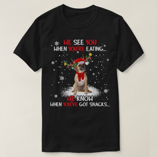 Santa Puggle Reindeer Light met Kerstmis Pajama T-shirt (Design voorkant)