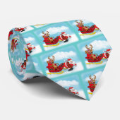 Santa Pulling Sleigh/rendier zittend in sleigh Stropdas (Opgerold)