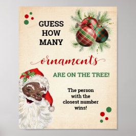Santa Raad eens hoeveel Ornamenten spel kerstbord Poster