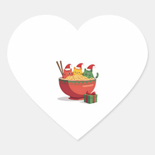 Santa Ramen Cats Anime Kerstmis Xmas Kinderen Meis Hart Sticker