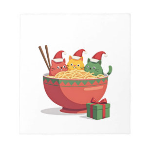 Santa Ramen Cats Anime Kerstmis Xmas Kinderen Meis Notitieblok
