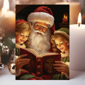  Santa Reading Voor Kinderen Feestdagen Kaart