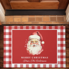  Santa Red Gingham gepersonaliseerde kerst Deurmat