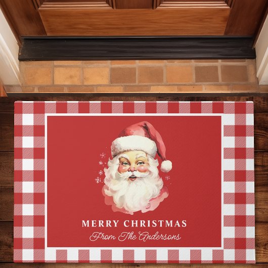  Santa Red Gingham gepersonaliseerde kerst Deurmat