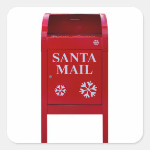 Santa Red Mail Box met sneeuwvlokken Vierkante Sticker