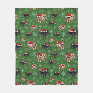 Santa Regal Jumping Spider Phidippus Regius green Fleece Deken