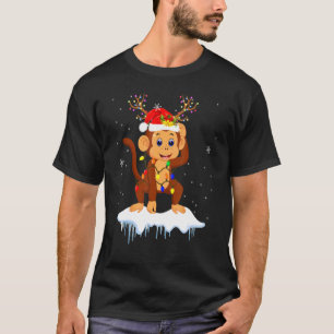 Santa Reindeaap apen Pasen Licht Santa Reindeer Mo T-shirt