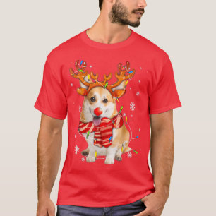 Santa Reindeer Corgi Kerstlights Xmas Dog Cor T-shirt
