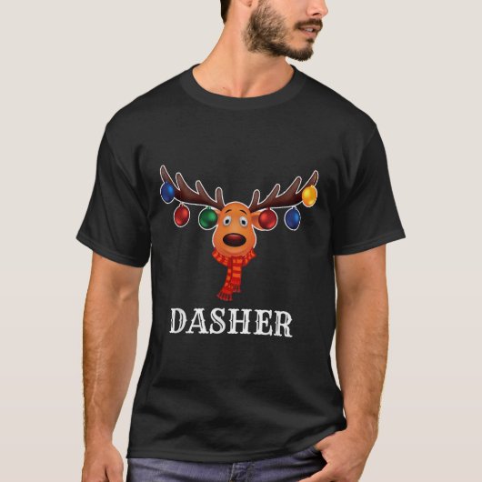 Santa Reindeer Dasher Xmas Group Costume T-shirt (Voorkant)