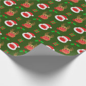 Santa Reindeer Face Mask Dark Green Kerstmis Cadeaupapier (Hoek)