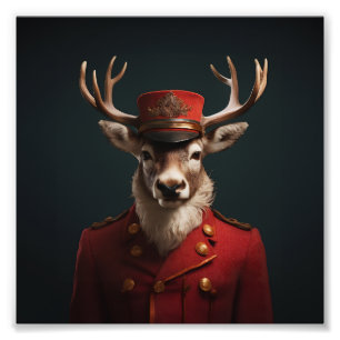Santa Reindeer Foto Afdruk