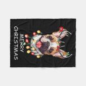 Santa Reindeer French Bulldog Dog Christmas Lights Fleece Deken (Voorkant (Horizontaal))