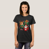 Santa Reindeer Gingerbread Faux Yarn Christmas  T-shirt (Voorkant volledig)