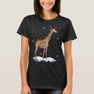 Santa Reindeer Giraffe Christmas Light Santa Reind T-shirt