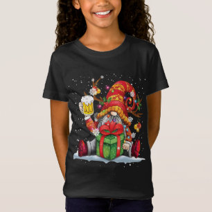 Santa Reindeer Gnome Drink bier Funny Kerstmis T-shirt