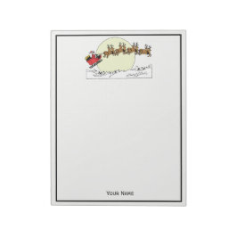 Santa Reindeer over sneeuw afgedekt door stad Lt M Notitieblok