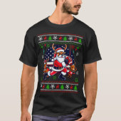 Santa Reindeer Play American Football Ugly Christm T-shirt (Voorkant)