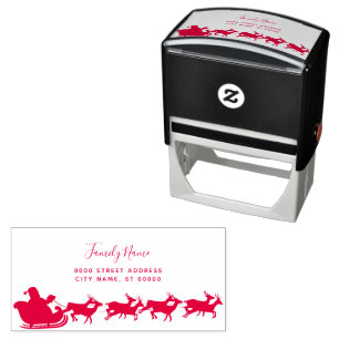 Santa Reindeer Return Address Self-inking Stamp Zelfinktende Stempel