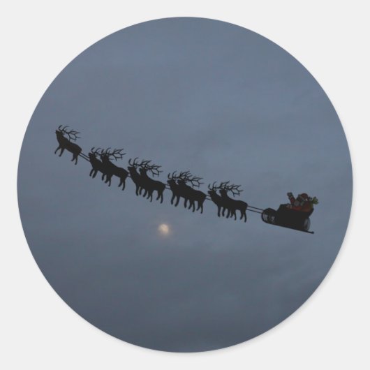 Santa & Reindeer Silhouette Ronde Sticker (Voorkant)