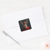 Santa Reindeer Vierkante Sticker (Envelop)