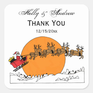 Santa Reindester over sneeuwbedekking Vierkante Sticker