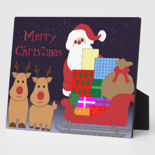 Santa & Rendier Decoratieve Plaque Fotoplaat