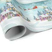 Santa rendier kerst scène cadeaupapier (Rol Hoek)