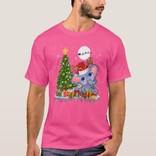 Santa rendier olifant kerstboom licht familie t-shirt