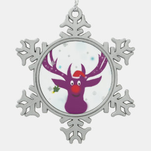 Santa rendier Pewter Sneeuwvlok Decoratie