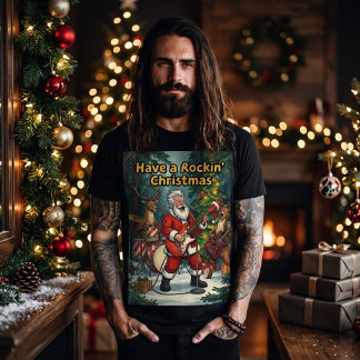 Santa Rendier Rockband Kerstmis T-shirt