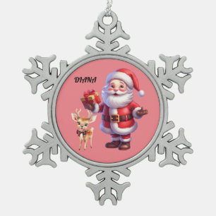 SANTA & RENDIER SNEEUWVLOK ORNAMENT