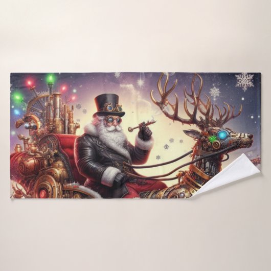 Santa/Rendier steampunk Kerstmis/winter Badhanddoek (Badhanddoek)