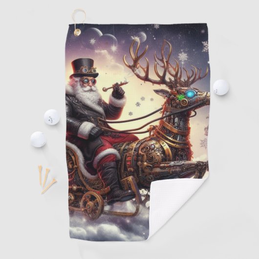 Santa/Rendier steampunk Kerstmis/winter Golfhanddoek (Insitu)